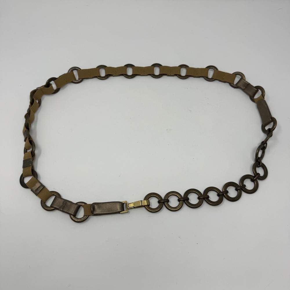 Vintage Y2K Sandy Duftler Brown/Bronze Designed Chain Belt Women's‎ Large